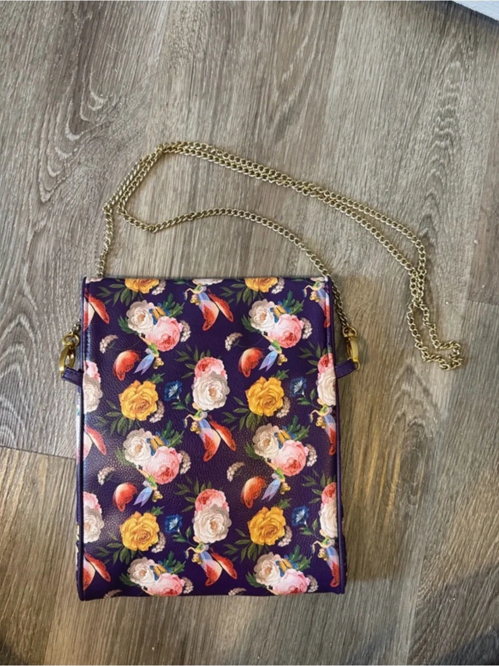 Disney Purple Floral Crossbody with Gold Chain